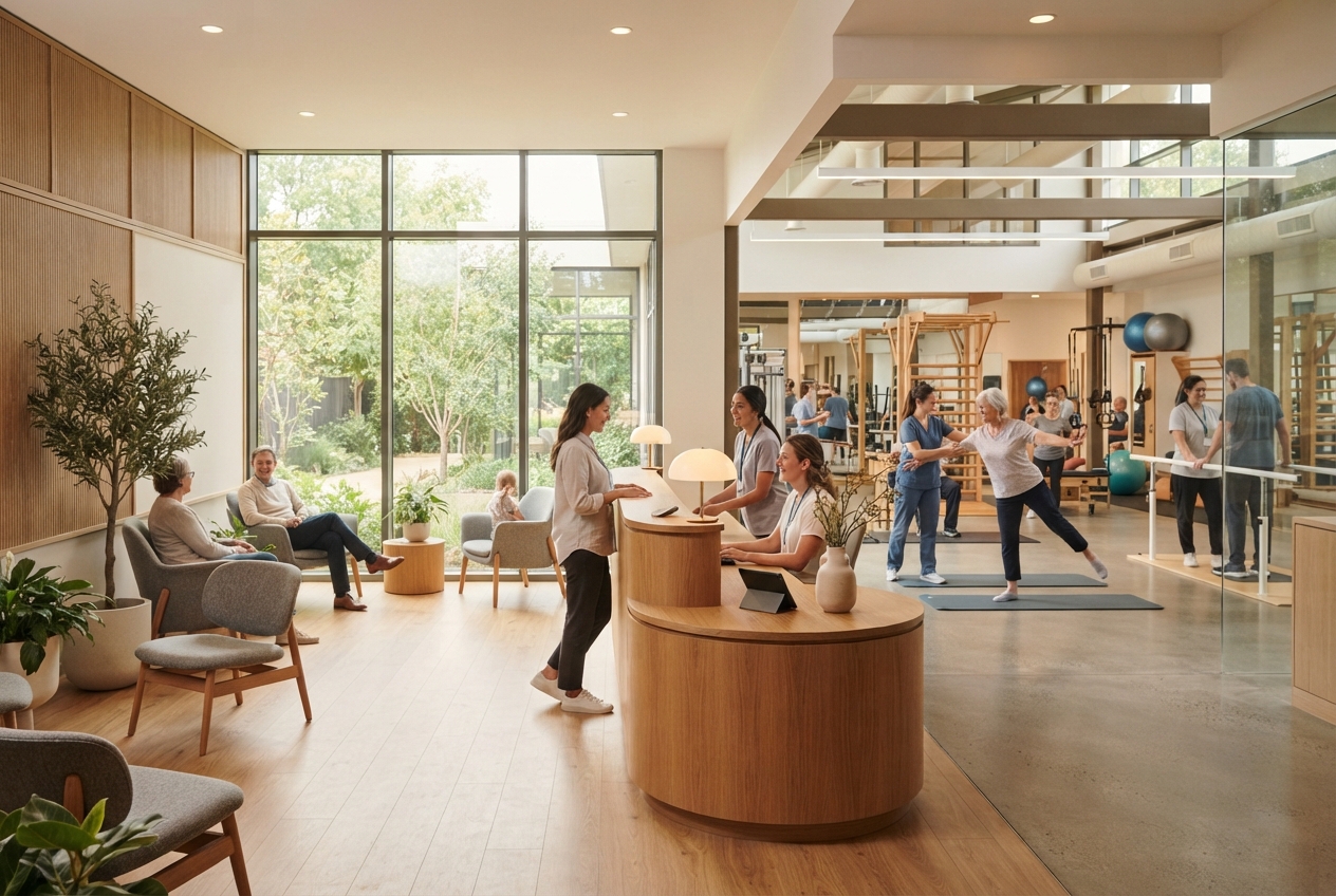 Geetha's Physiotherapy Clinic welcoming patient reception space